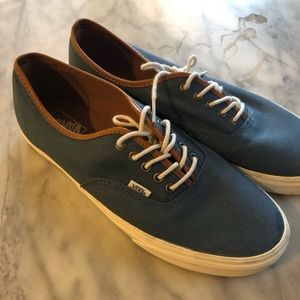 Vans - sz 13m blue canvas with leather trim EUC